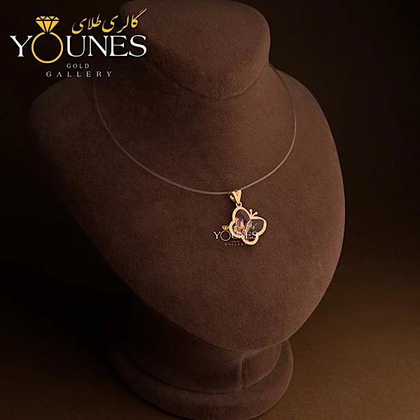 آویز سواروسکی پروانه صورتی طلا